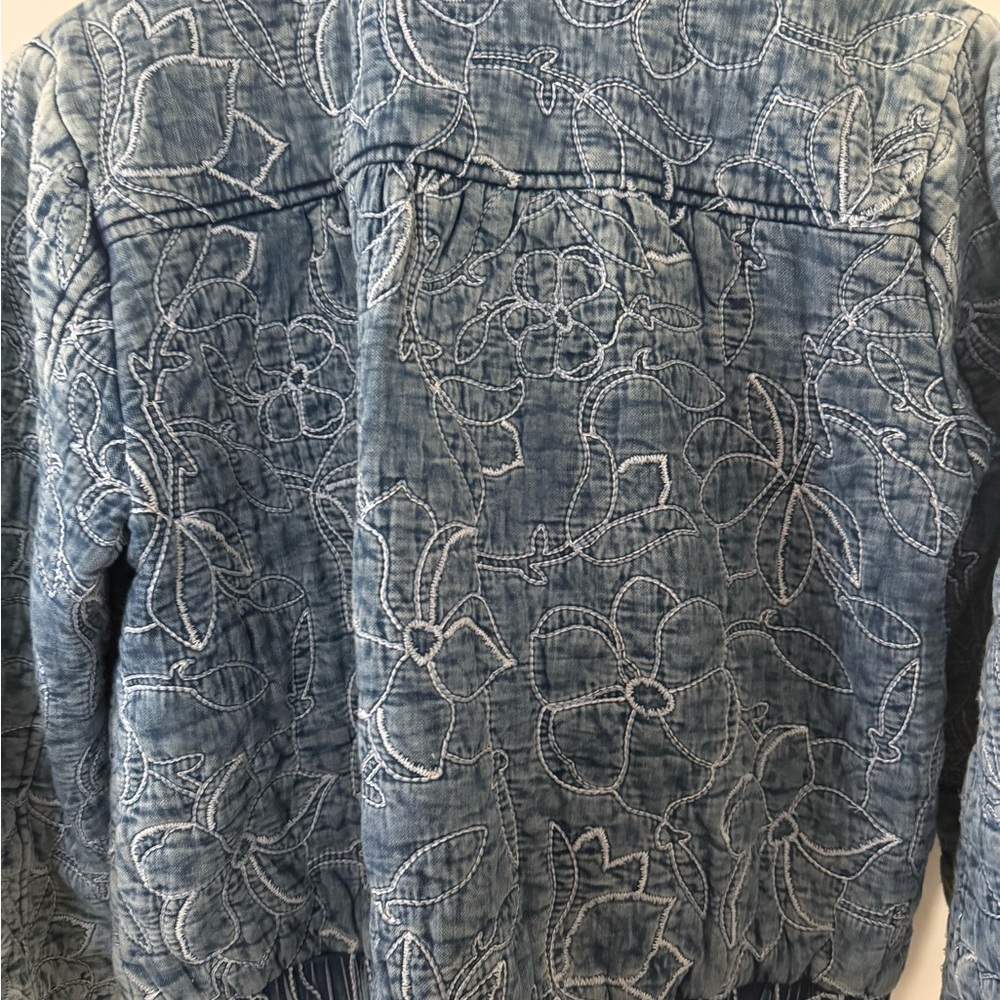 Elan quilted bomber jacket denim blue cotton size M - Picture 9 of 14